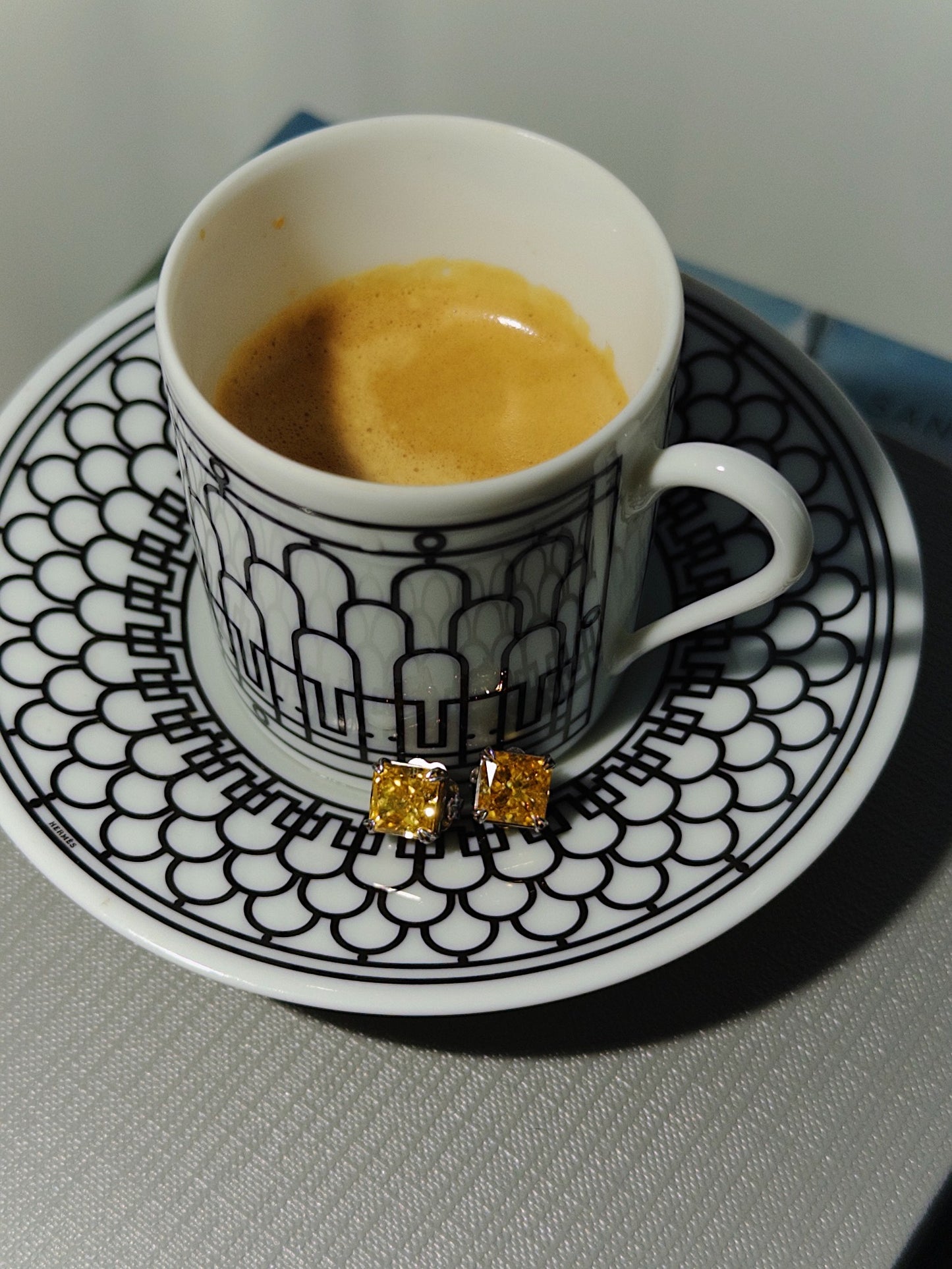 Fancy Yellow Princess-Cut Fabulite Silver Stud Earrings