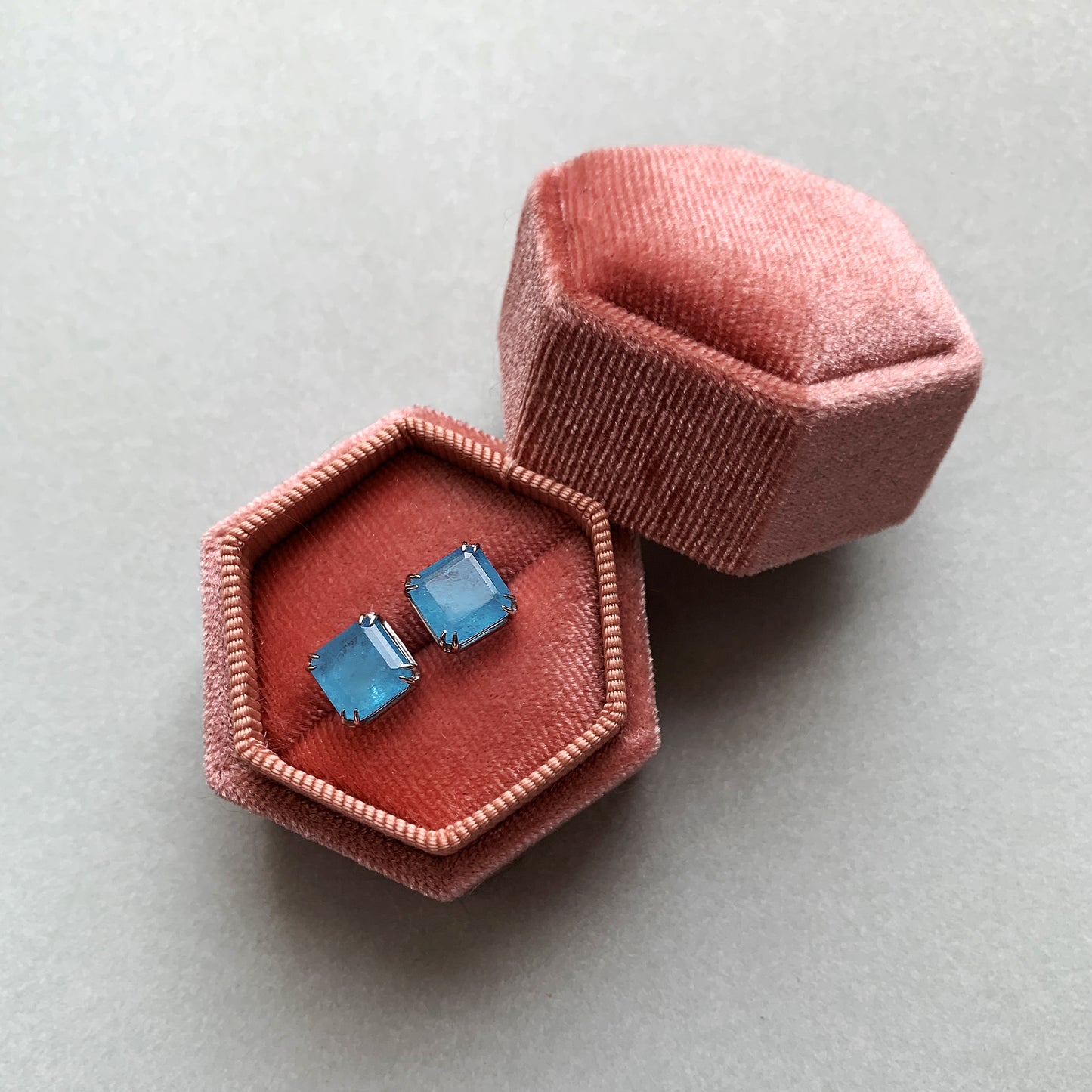 Aquamarine Quartz Silver Stud Earrings