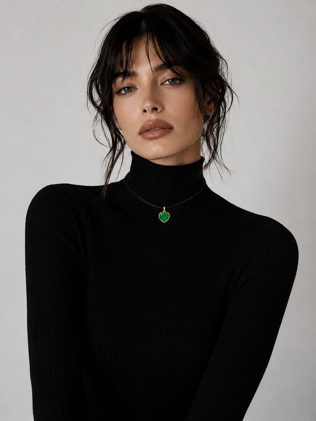 Emerald Quartz Heart Pendant in  Gold-Plated Silver