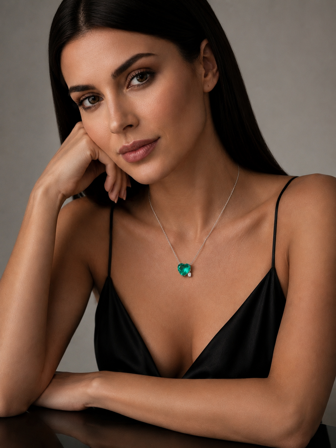 Tourmaline Quartz Silver Necklace with Cubic Zirconia Accents