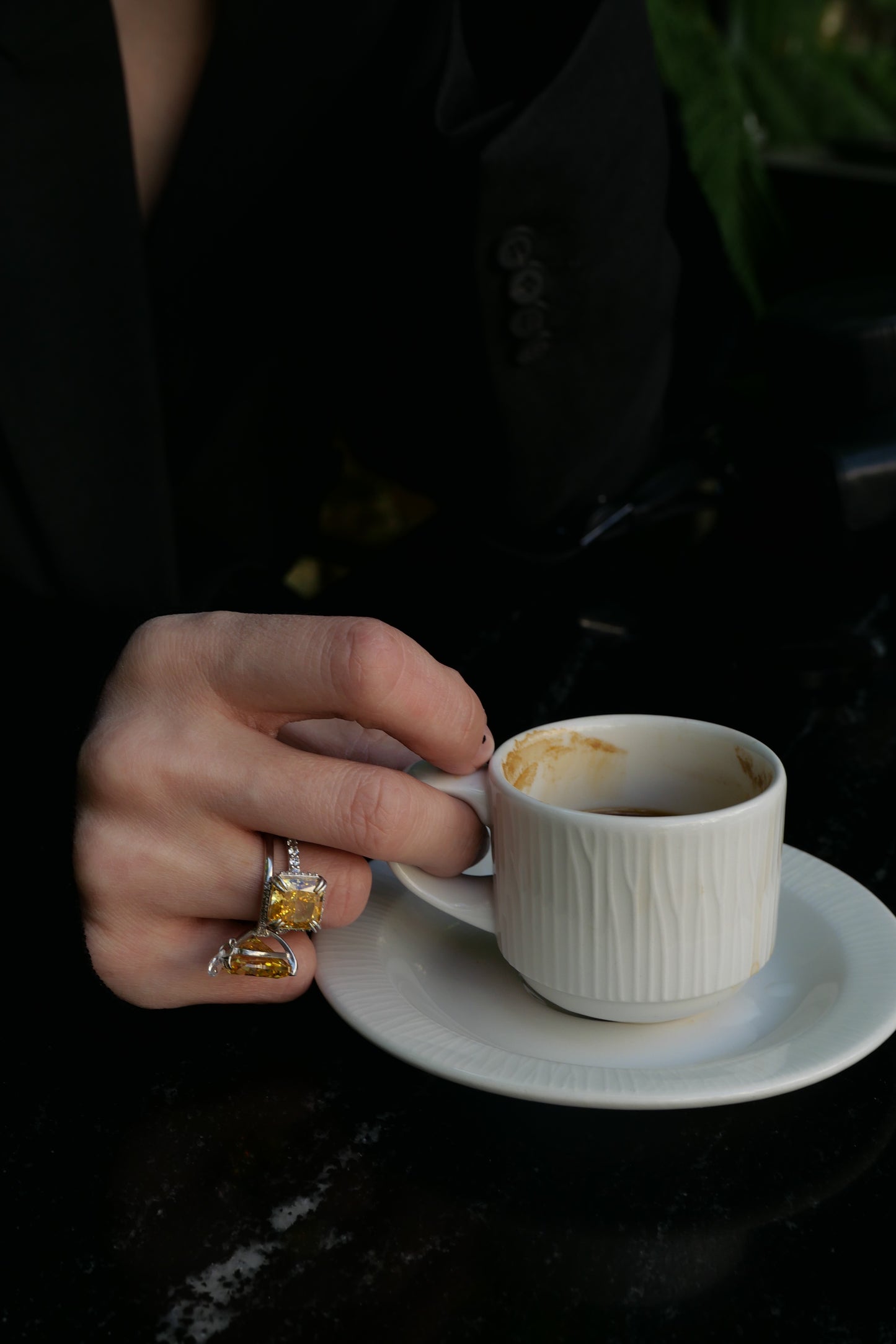 Fancy Vivid Yellow Fabulite Silver Ring