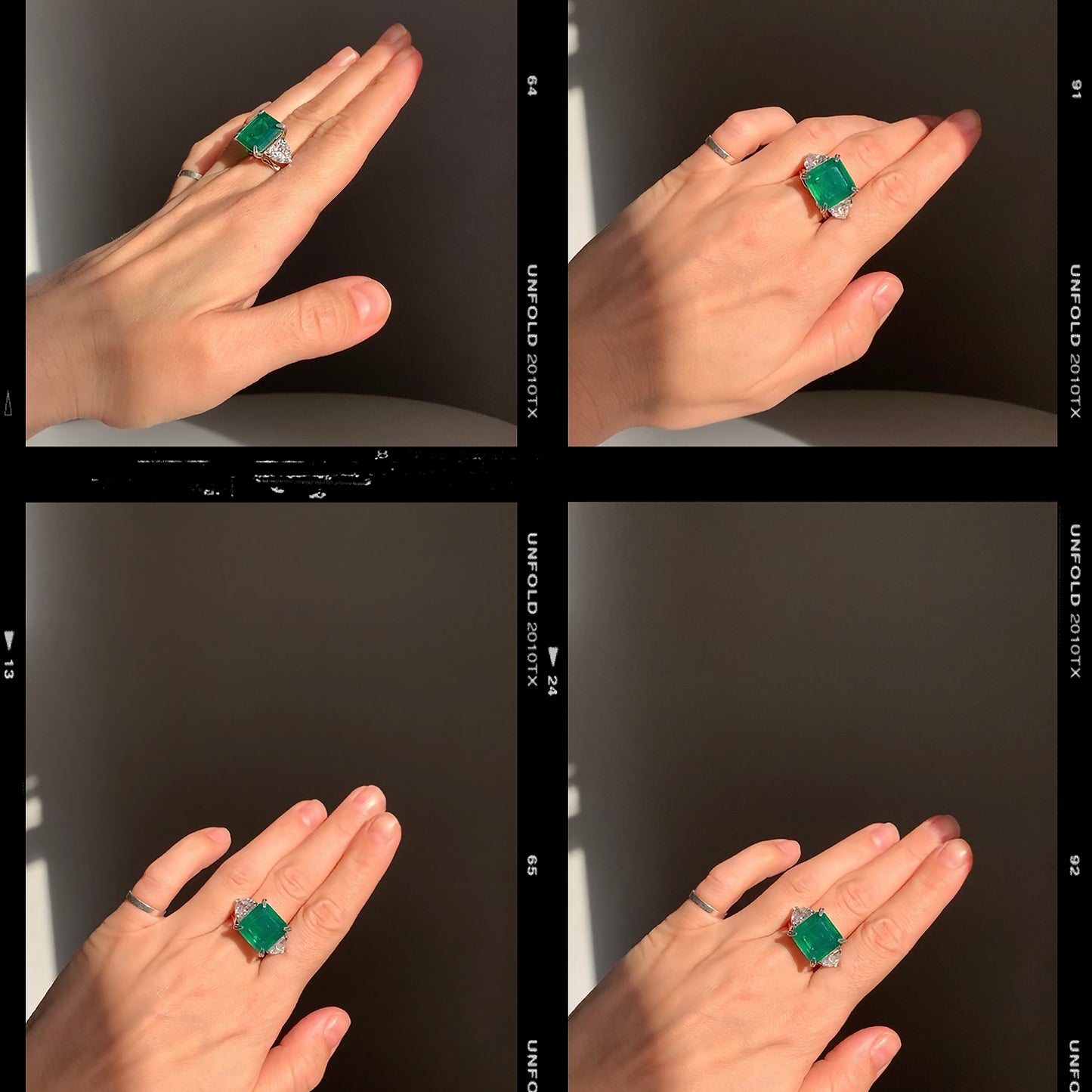 Dark Green Emerald Quartz Silver Ring with Cubic Zirconia Accents