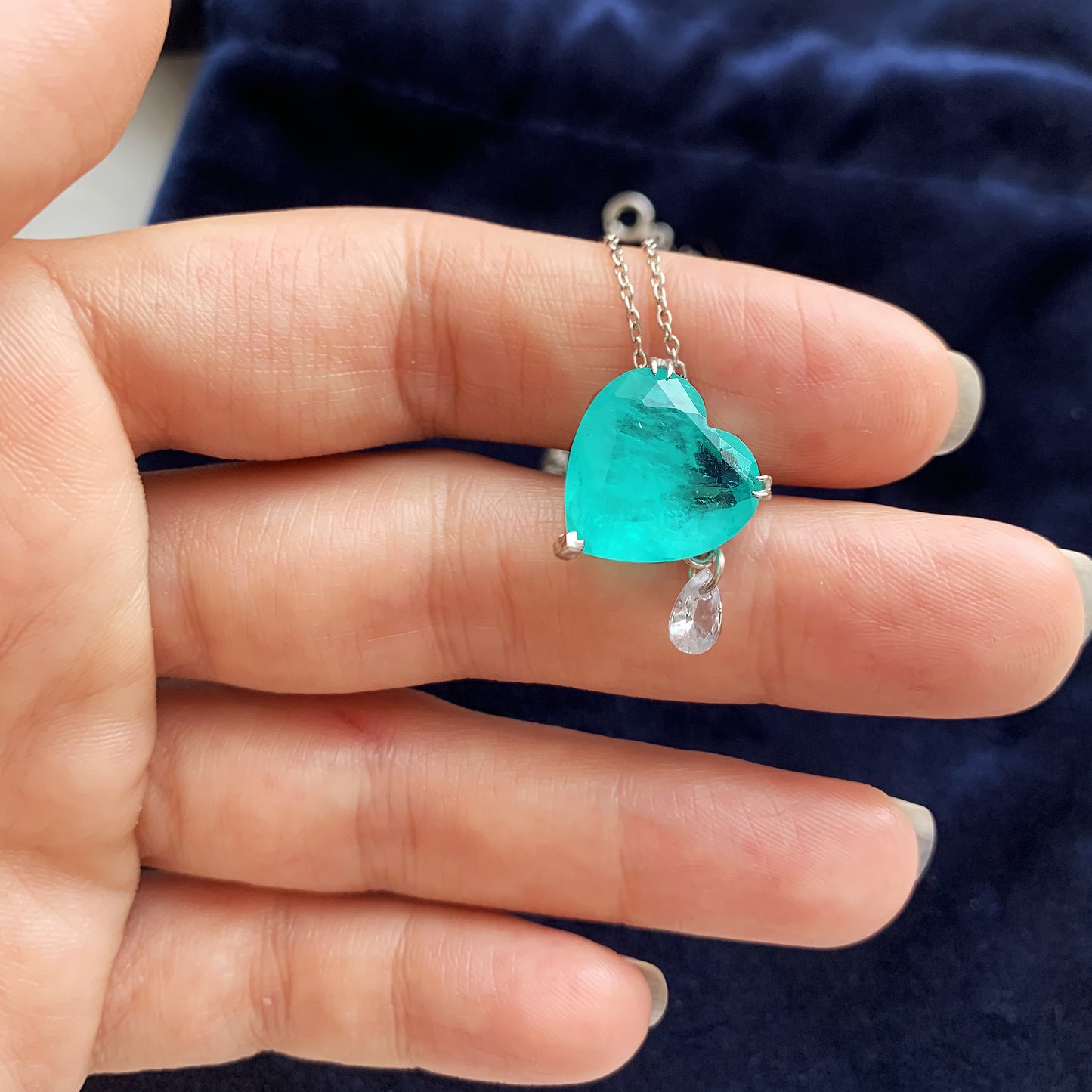 Tourmaline Quartz Silver Necklace with Cubic Zirconia Accents