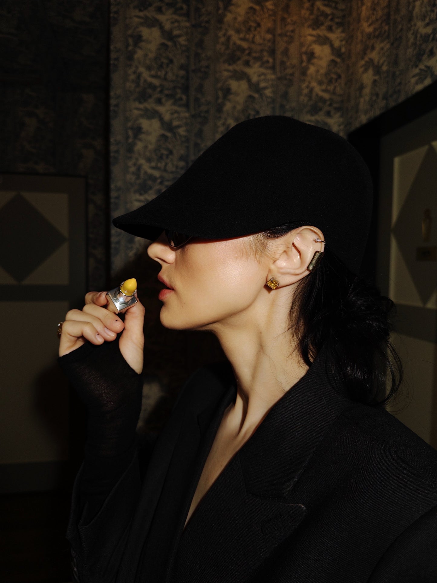 Fancy Yellow Princess-Cut Fabulite Silver Stud Earrings