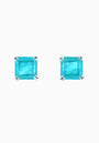 Aquamarine Quartz Silver Stud Earrings