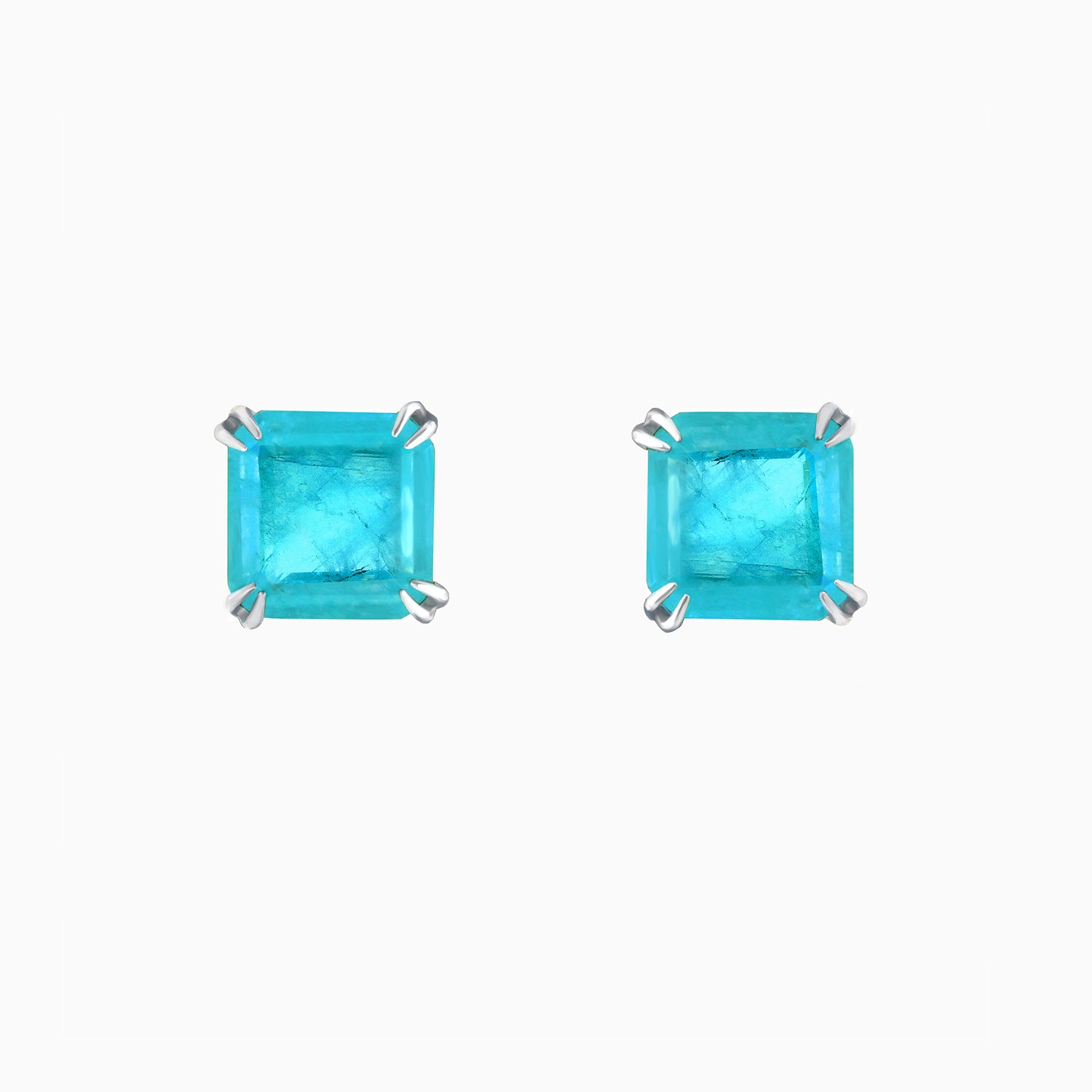 Aquamarine Quartz Silver Stud Earrings