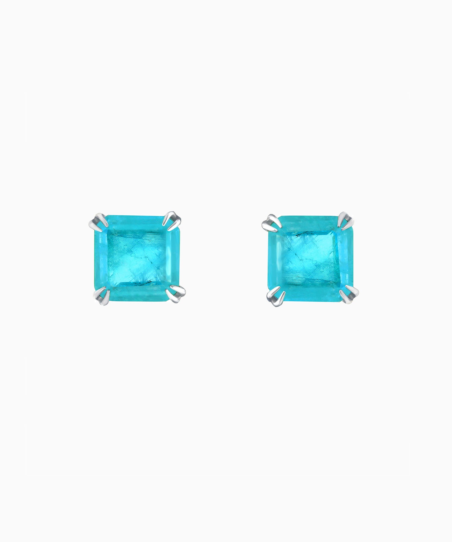 Aquamarine Quartz Silver Stud Earrings