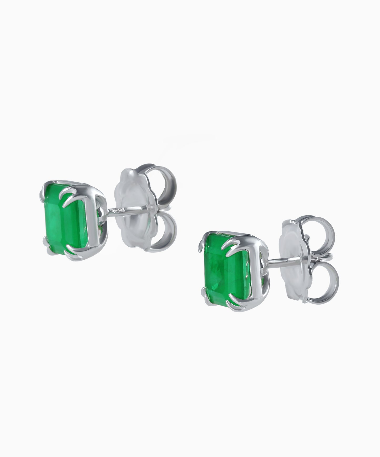 Dark Emerald Quartz Silver Stud Earrings