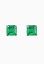 Dark Emerald Quartz Silver Stud Earrings