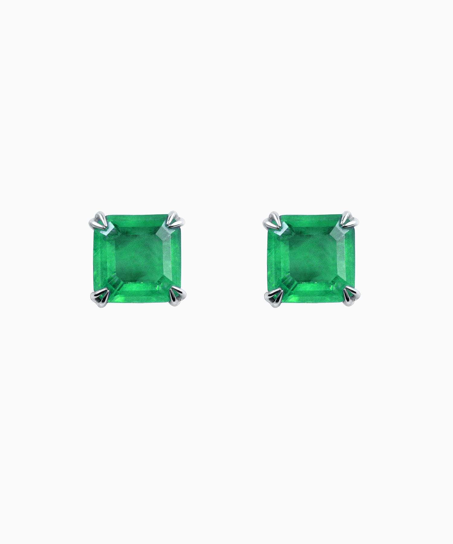 Dark Emerald Quartz Silver Stud Earrings