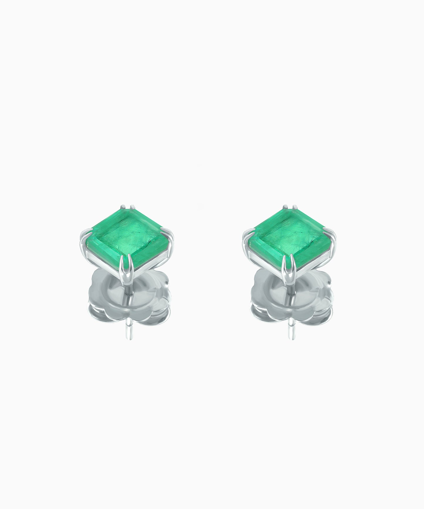 Light Emerald Quartz Silver Stud Earrings