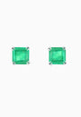 Light Emerald Quartz Silver Stud Earrings