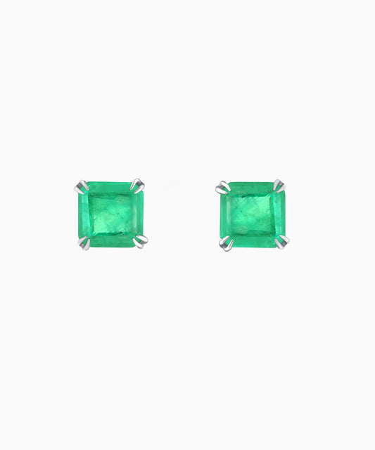 Light Emerald Quartz Silver Stud Earrings