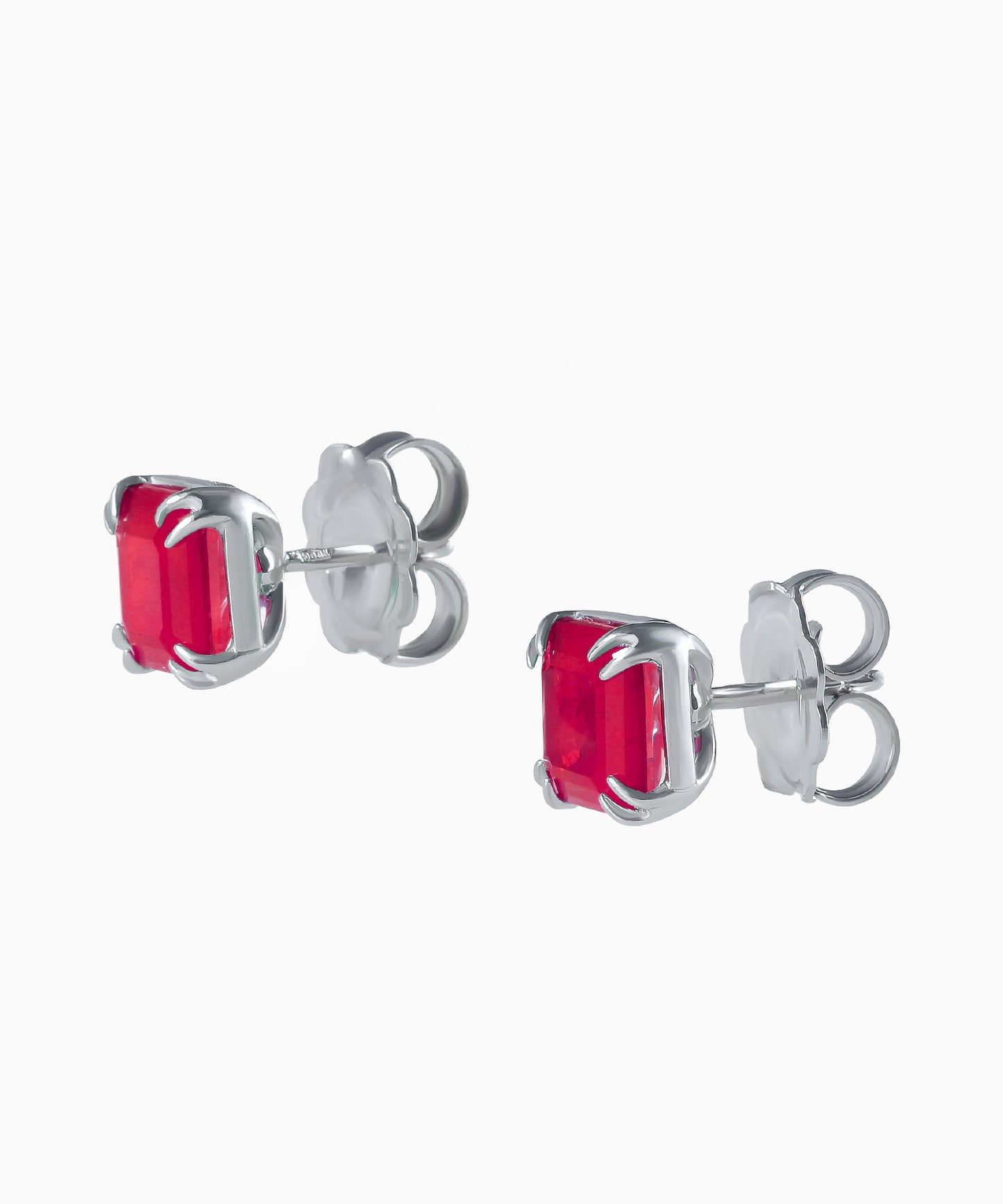 Ruby Quartz Silver Stud Earrings