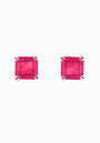 Ruby Quartz Silver Stud Earrings