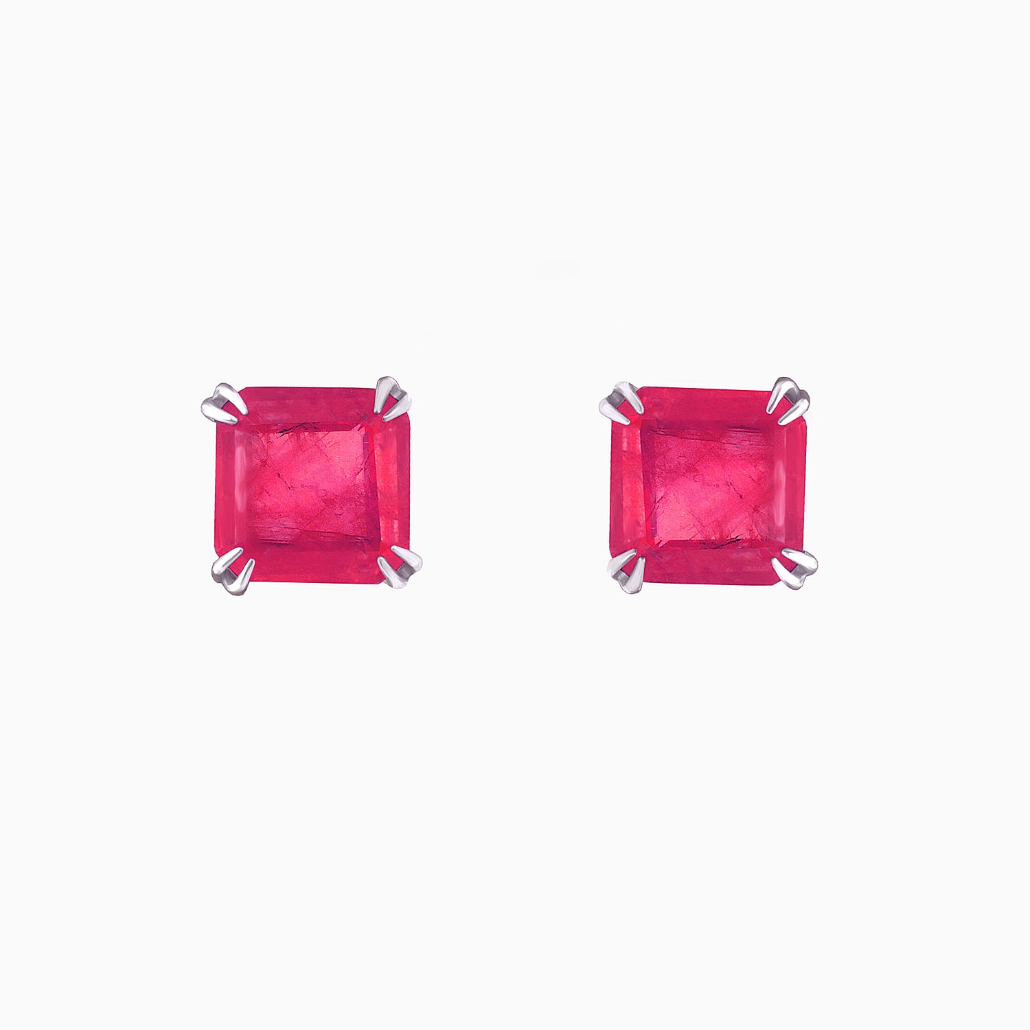 Ruby Quartz Silver Stud Earrings