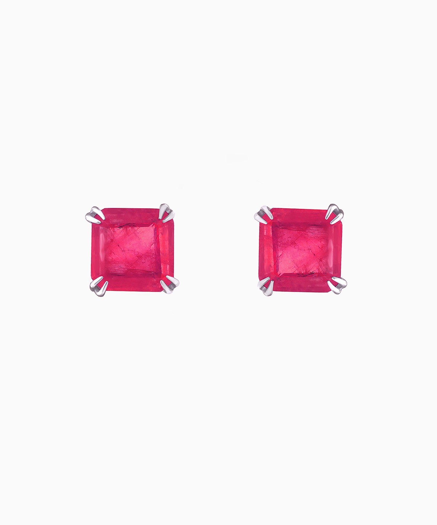 Ruby Quartz Silver Stud Earrings