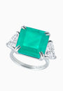 Tourmaline Quartz Silver Ring with with Cubic Zirconia Accents