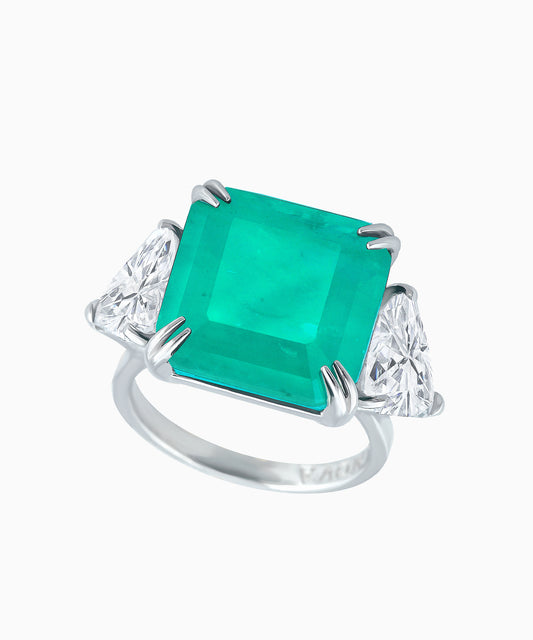 Tourmaline Quartz Silver Ring with with Cubic Zirconia Accents