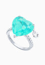 Paraiba Quartz Heart Silver Ring