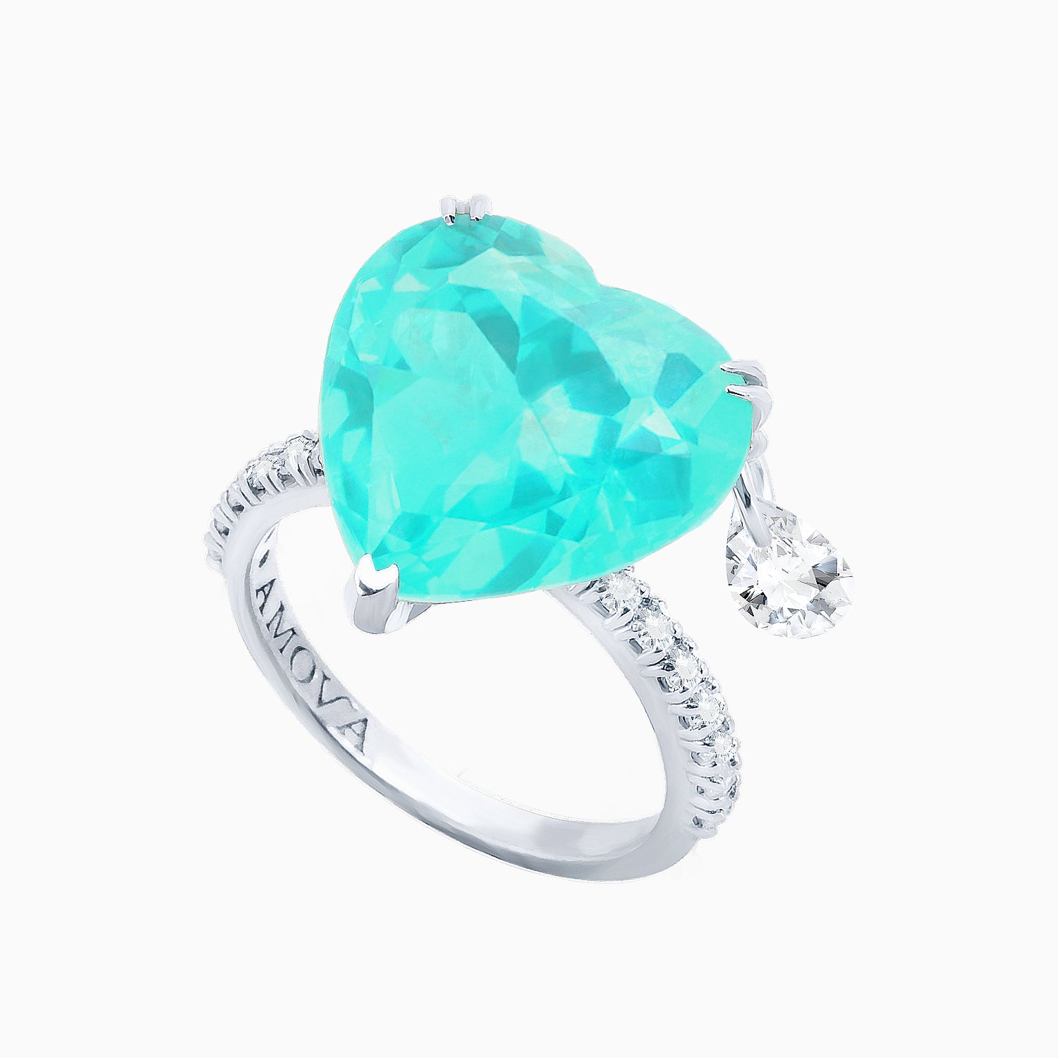 Paraiba Quartz Heart Silver Ring