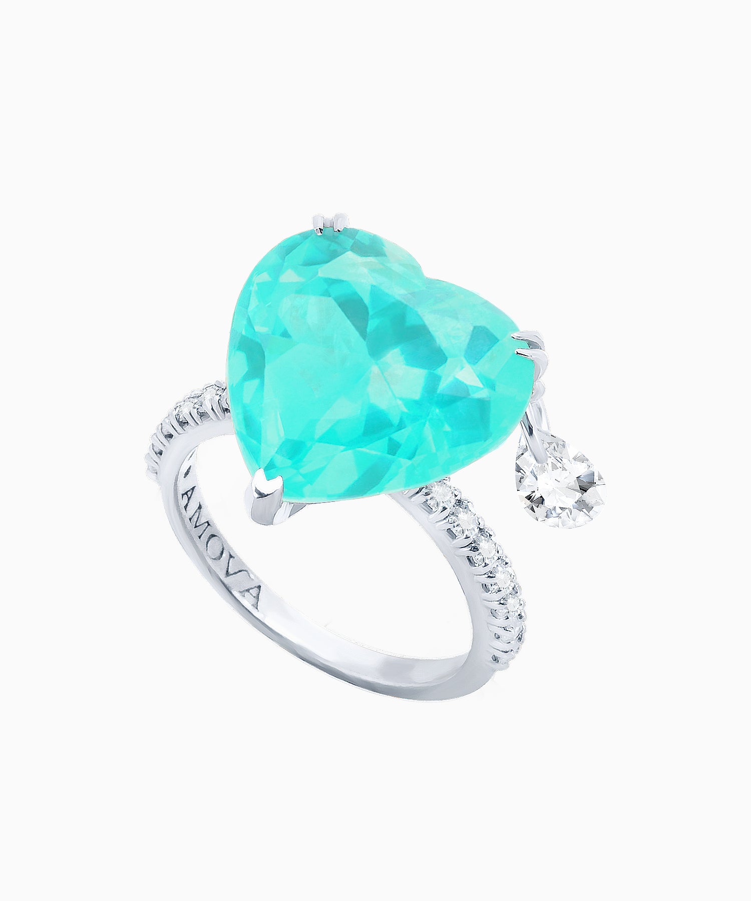 Paraiba Quartz Heart Silver Ring