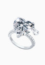 Heart-Cut Clear Fabulite Silver Ring with Drop Accent