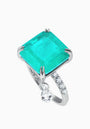 Рaraiba Quartz Silver Ring with Cubic Zirconia Accents