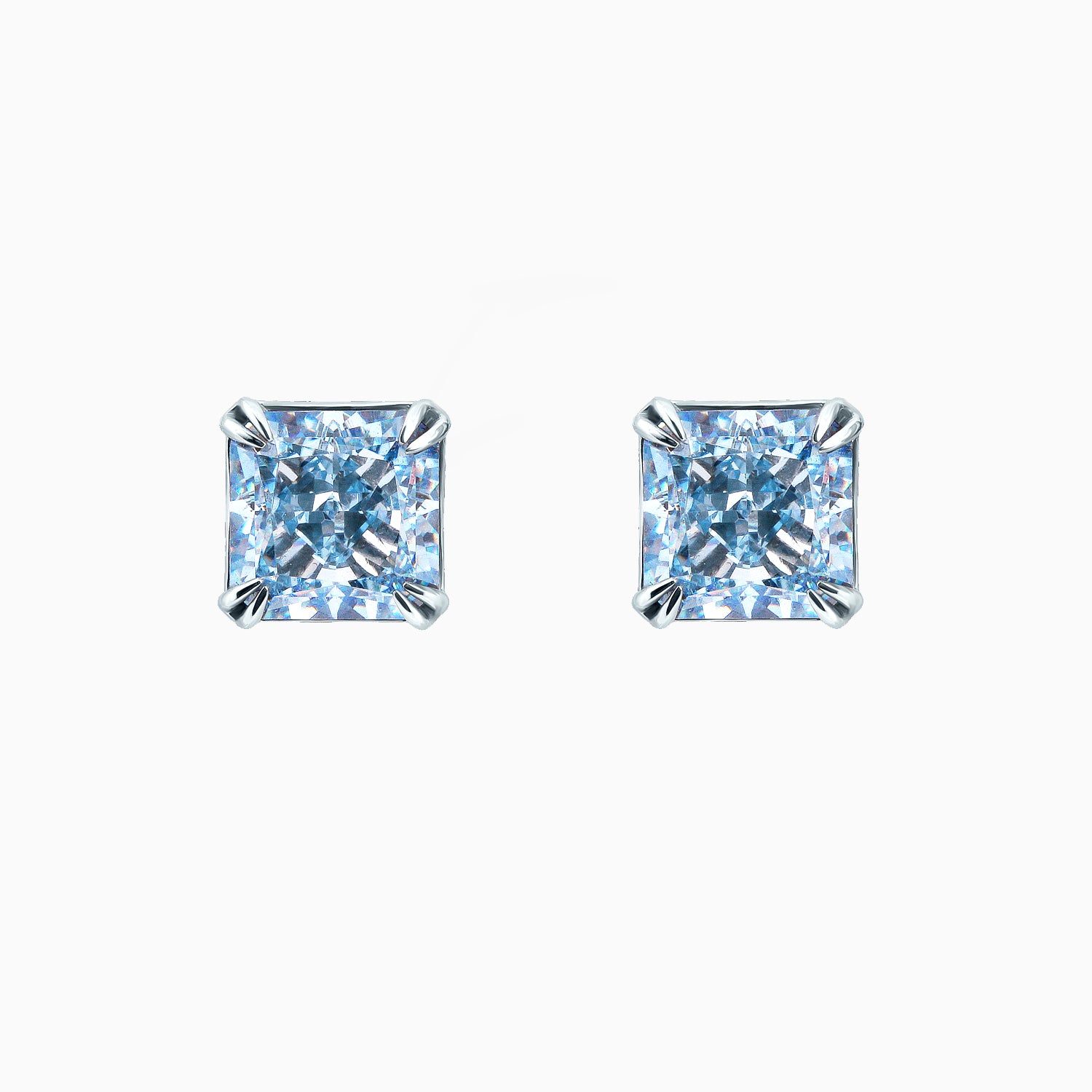 Fancy Blue Fabulite Silver Stud Earrings