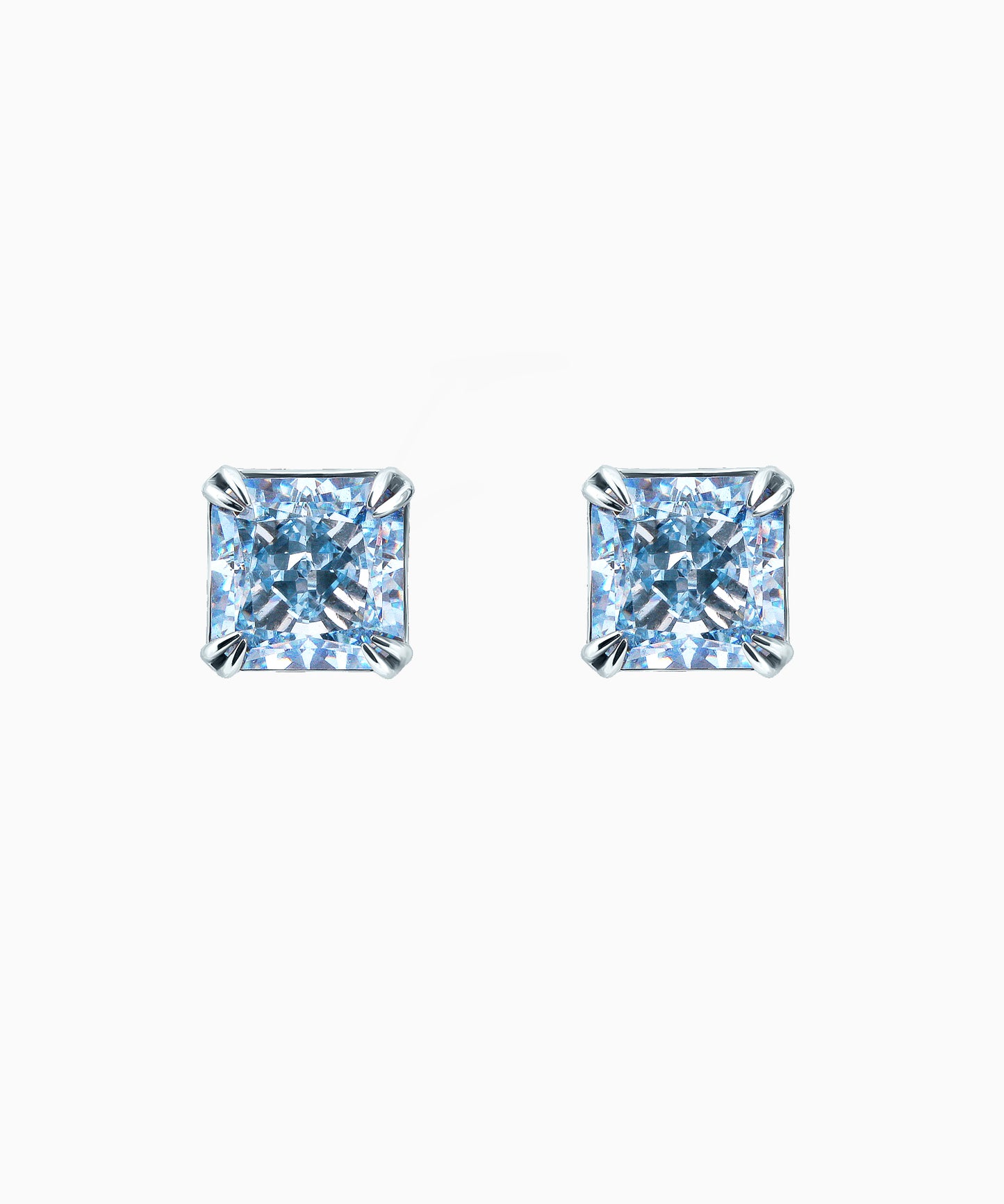 Fancy Blue Fabulite Silver Stud Earrings