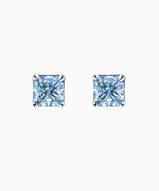 Fancy Blue Fabulite Silver Stud Earrings