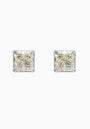 Fancy Light Yellow Princess-Cut Fabulite Silver Stud Earrings