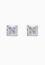 Princess-Cut Fabulite Silver Stud Earrings