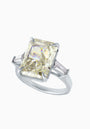 Silver Ring with Fancy Light Yellow Octagon-Cut Fabulite