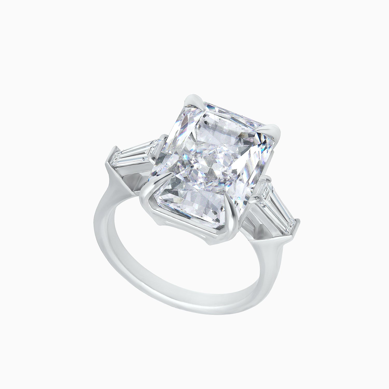 Silver Ring with Octagon-Cut Clear Fabulite