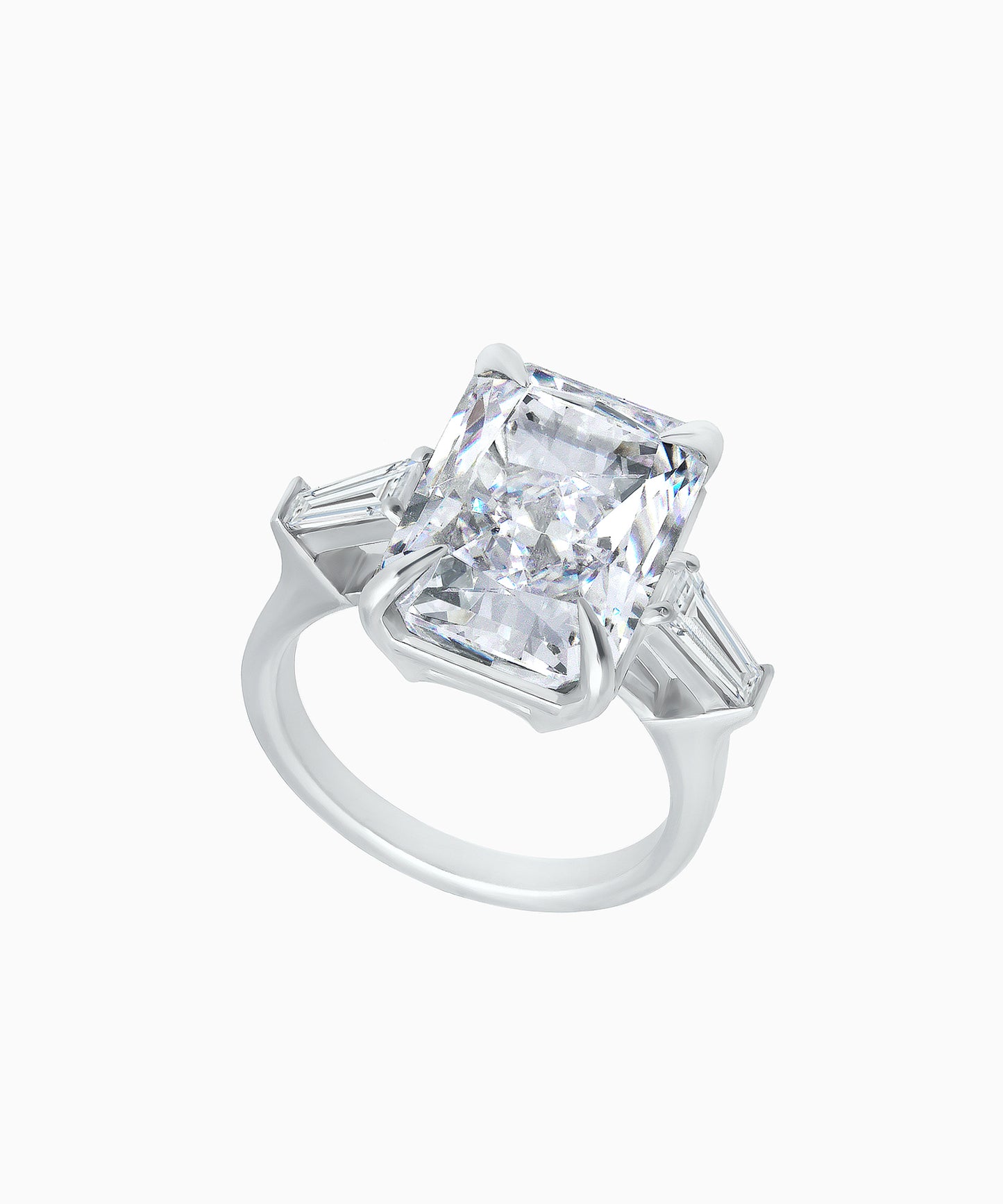 Silver Ring with Octagon-Cut Clear Fabulite