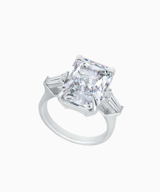 Silver Ring with Octagon-Cut Clear Fabulite