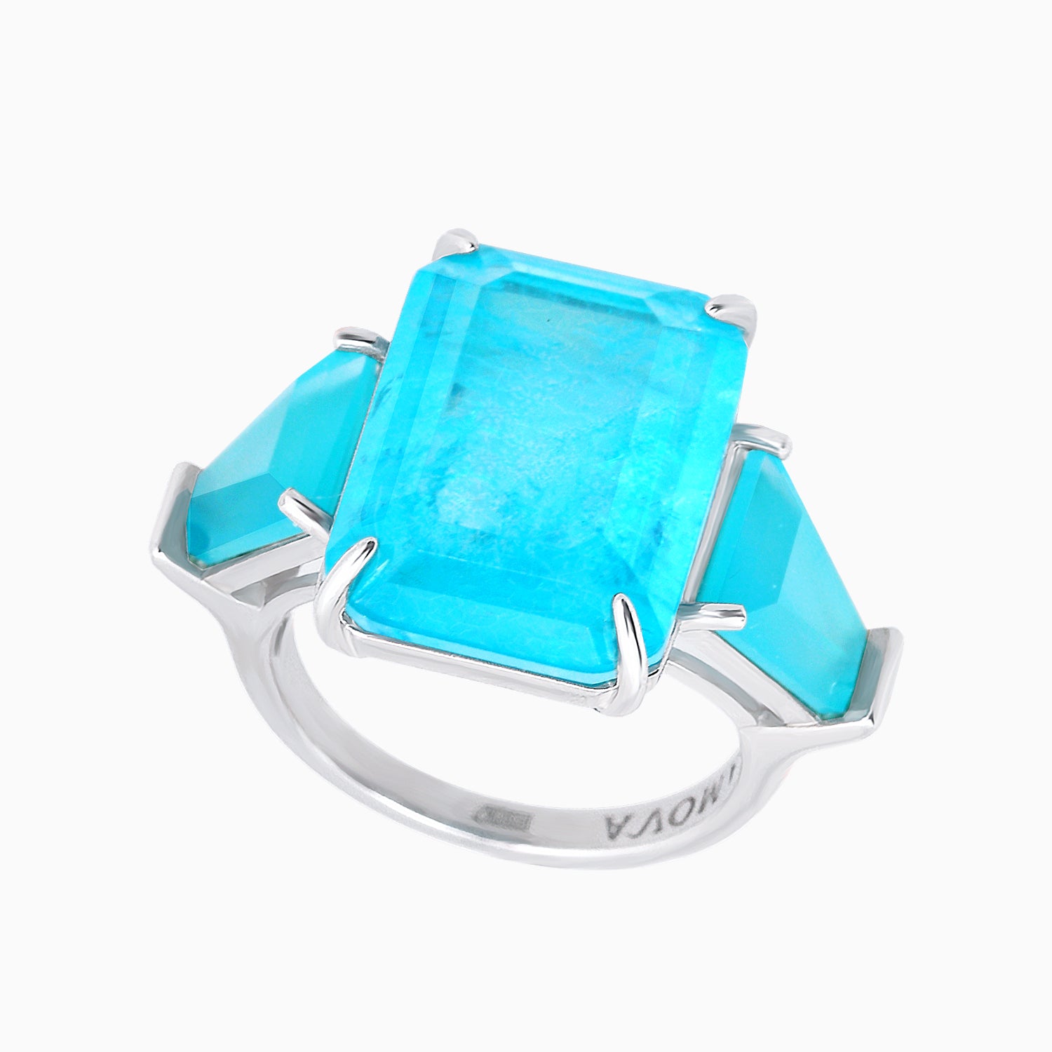 Aquamarine Quartz Silver Ring