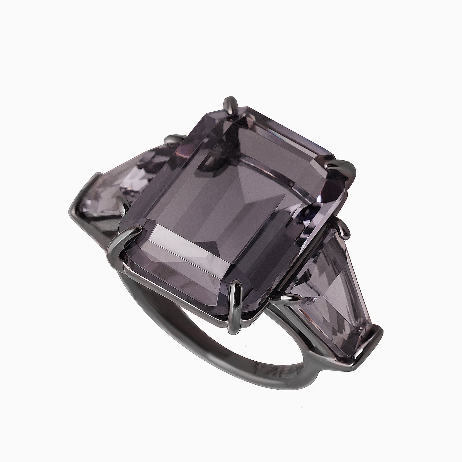 Graphite Zircon Silver Ring