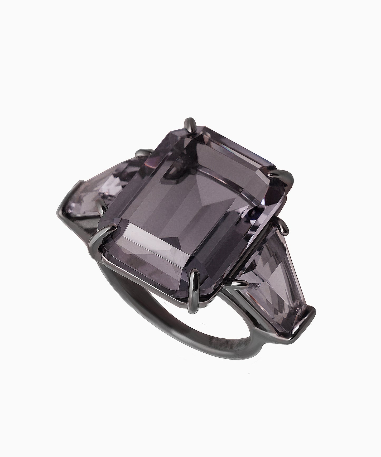 Graphite Zircon Silver Ring