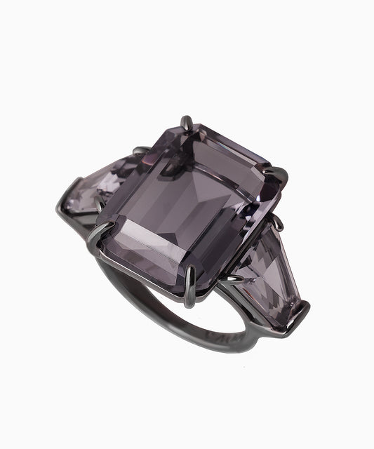 Graphite Zircon Silver Ring