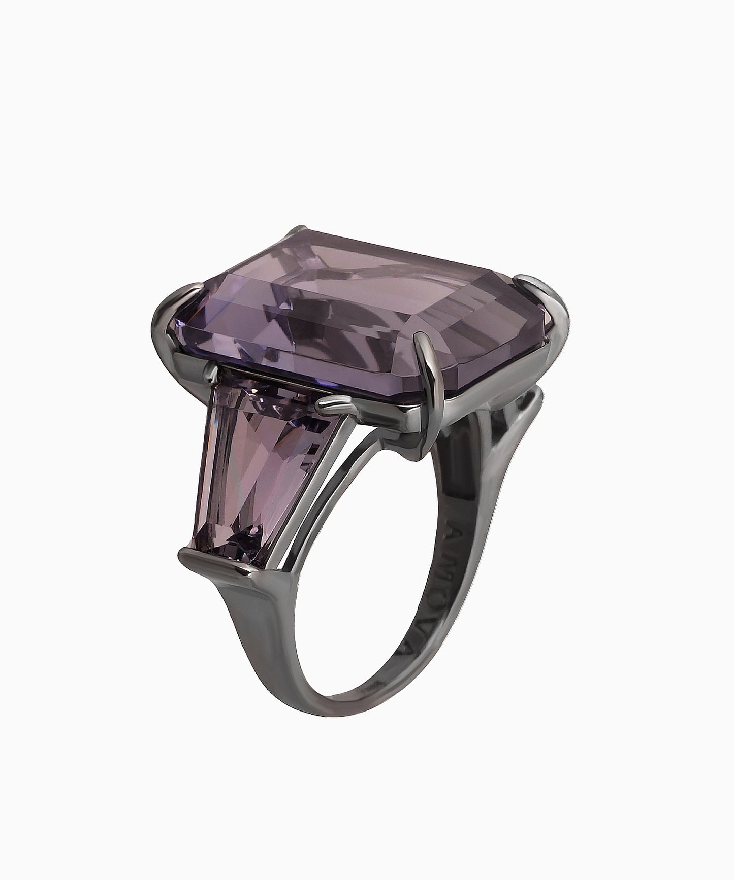 Graphite Zircon Silver Ring