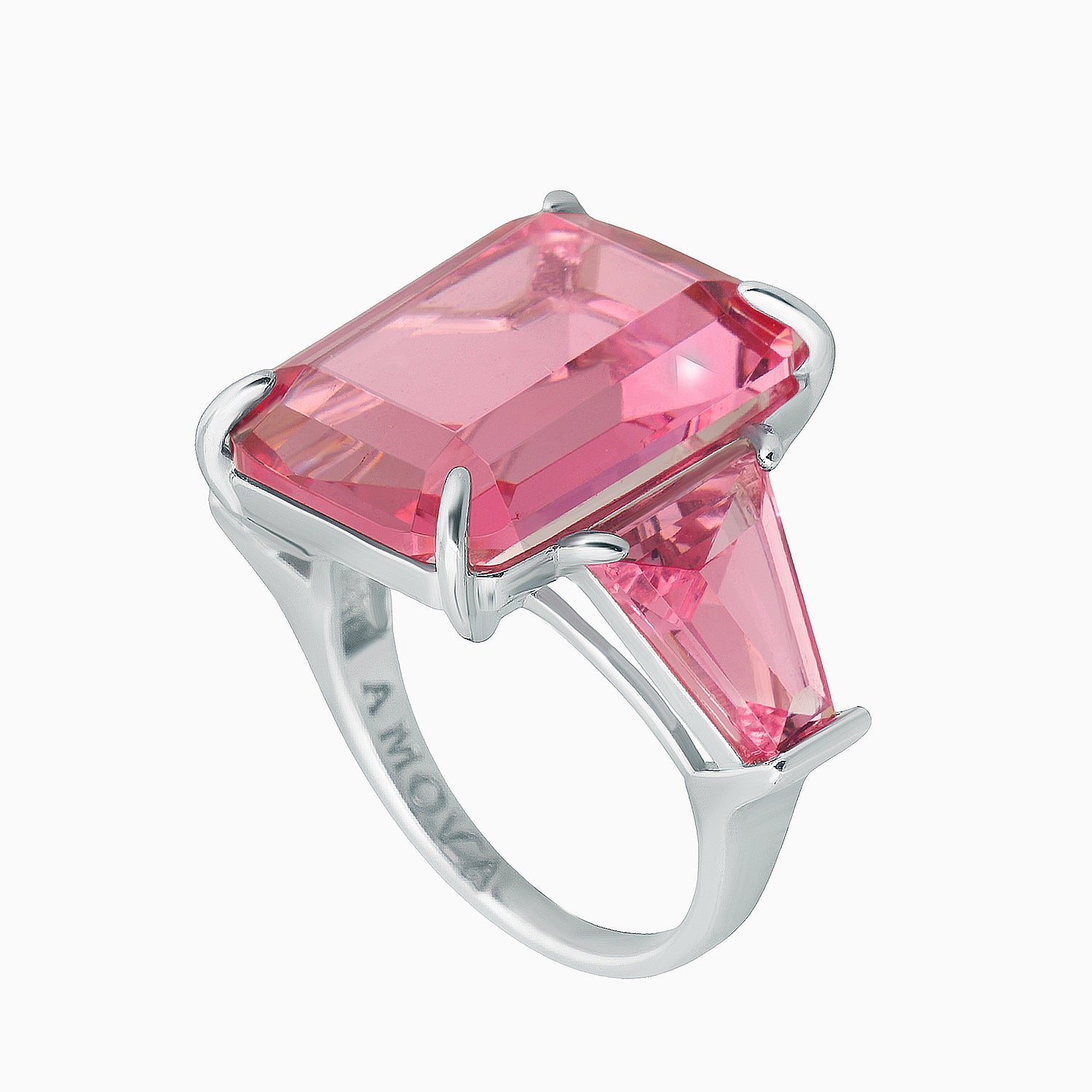 Light Pink Zircon Silver Ring