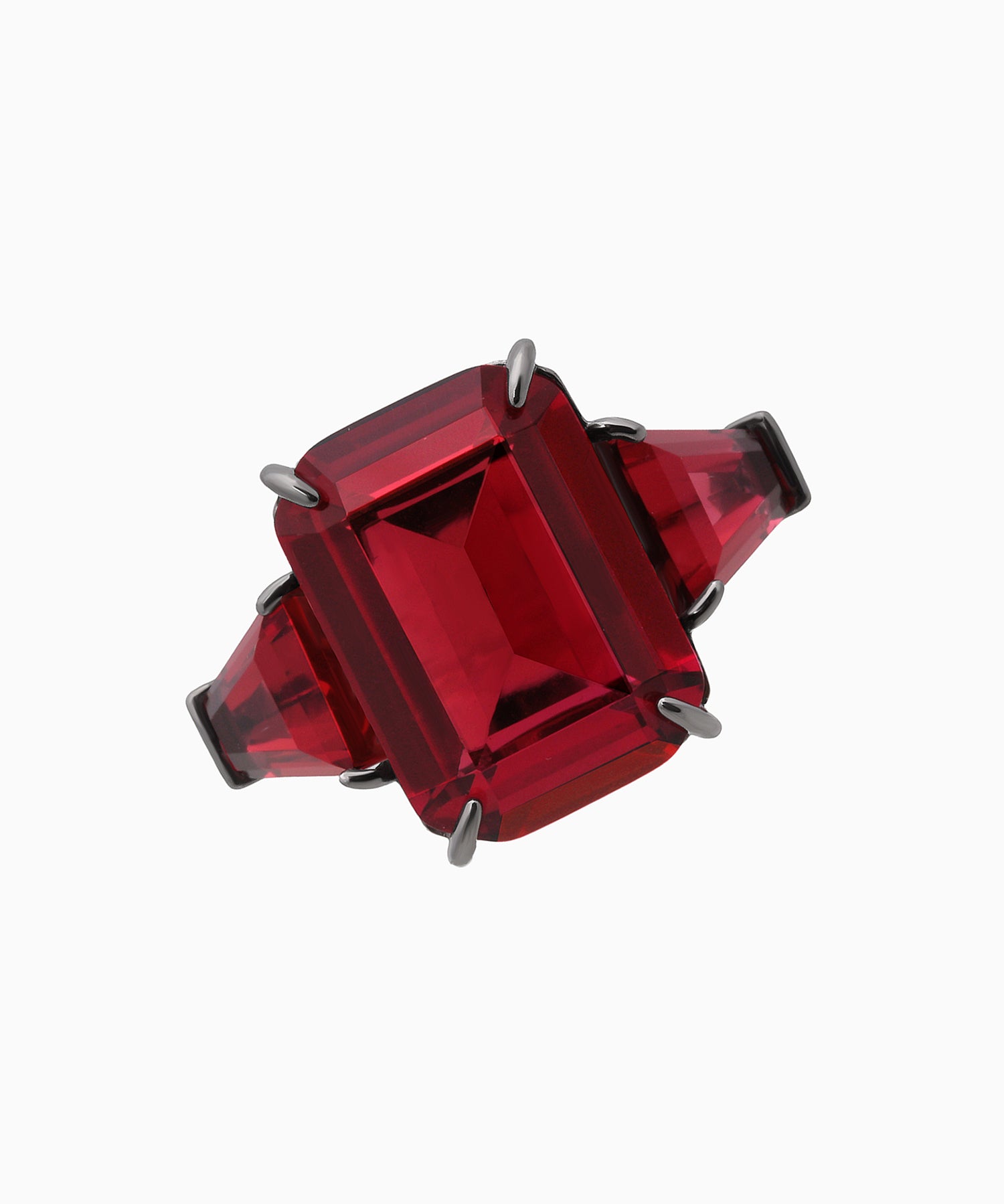 Red Zircon Silver Ring