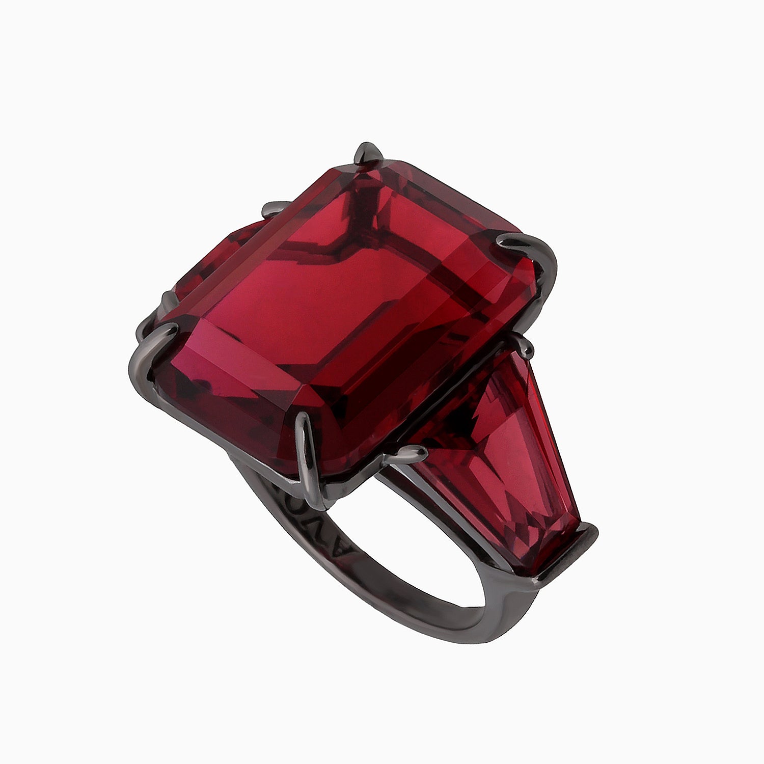 Red Zircon Silver Ring