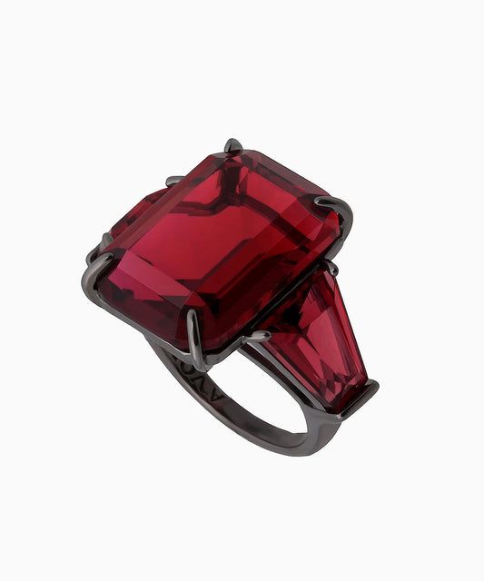 Red Zircon Silver Ring