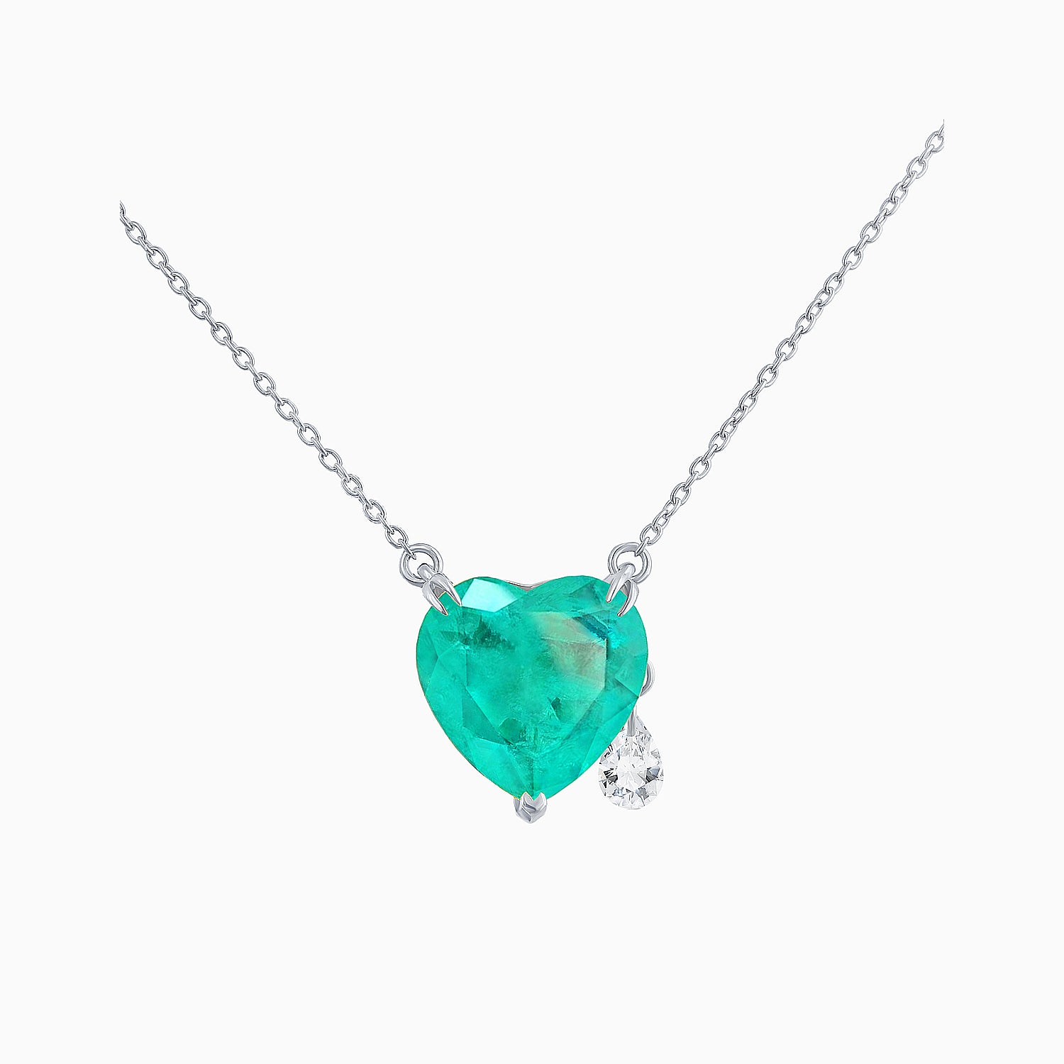 Tourmaline Quartz Silver Necklace with Cubic Zirconia Accents