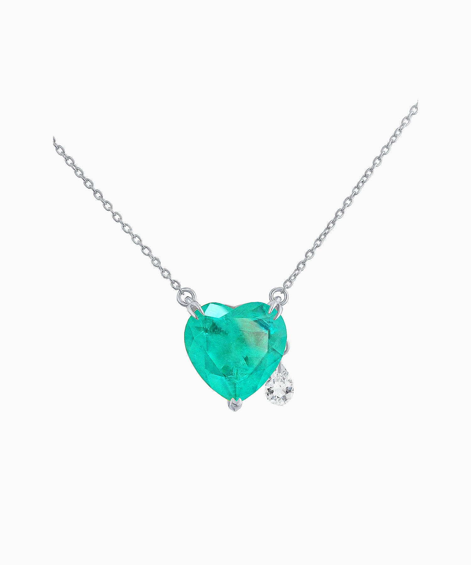 Collar de plata con cuarzo turmalinado y circonitas cúbicas