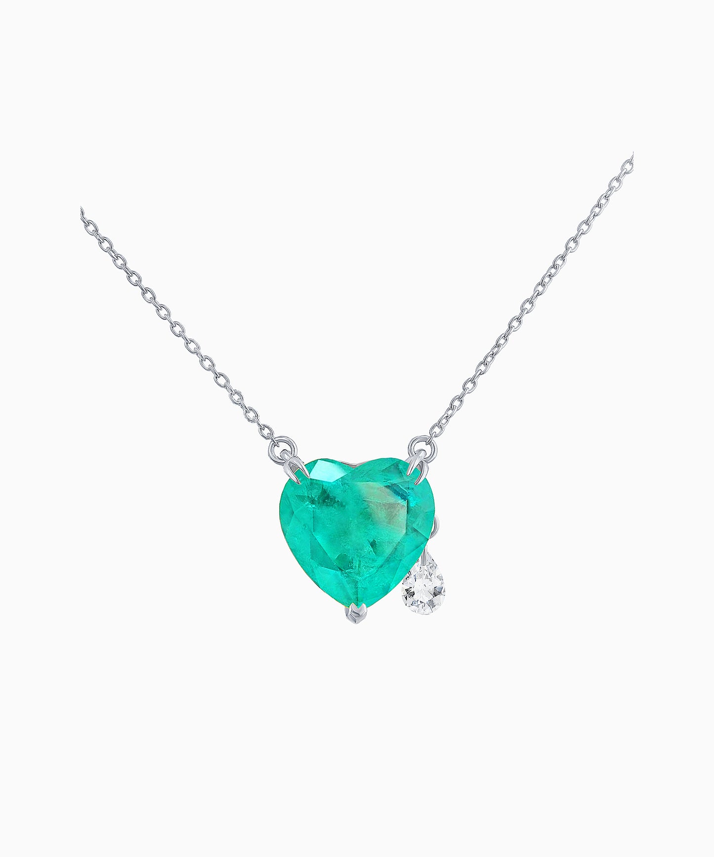 Tourmaline Quartz Silver Necklace with Cubic Zirconia Accents