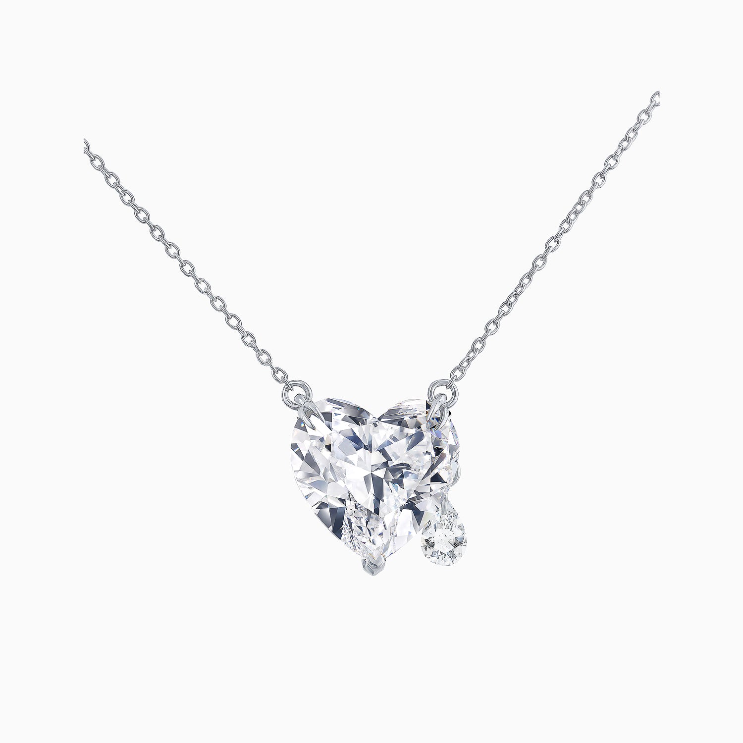 Heart-Cut Clear Fabulite Silver Necklace